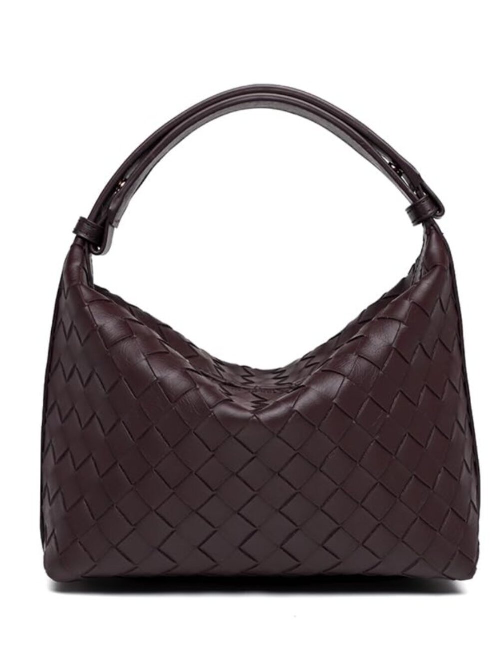 Women's Woven Vegan Leather Shoulder Bag Top-Handle Handbag with Spacious
